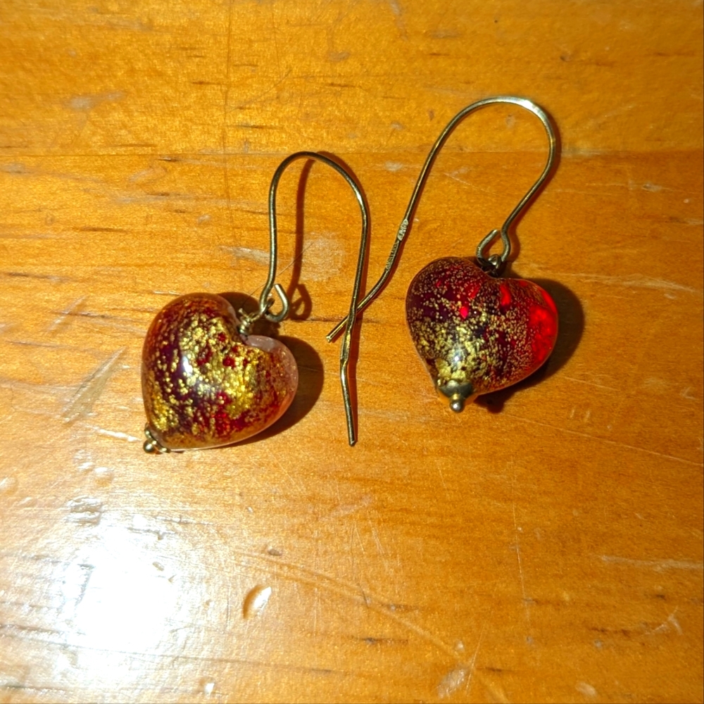 14 k gold dipped glass heart earrings. Kay Jewelers